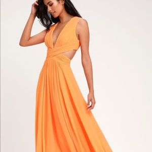 Vivid Imagination Bright Orange Cutout Maxi Dress